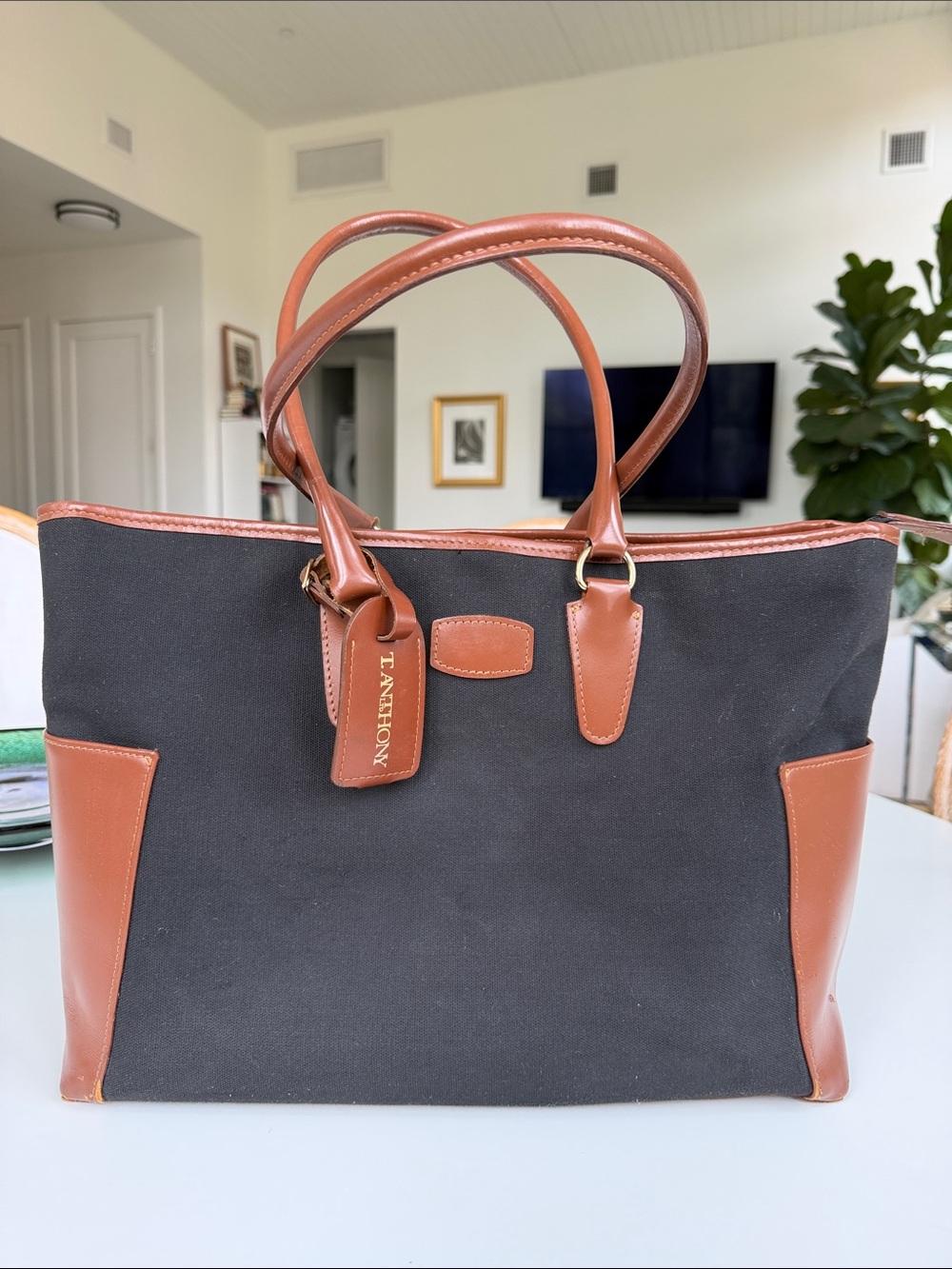 T. Anthony Tote Canvas with Leather Trim
